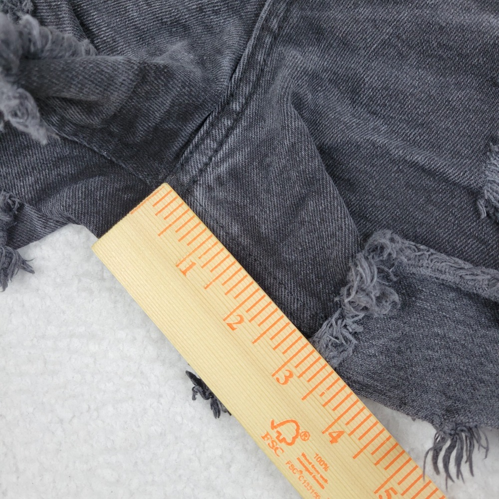 Hollister Curvy High Rise Mom Cut Off Shorts Womens 9 w29 Black Denim Distressed - Picture 3 of 8
